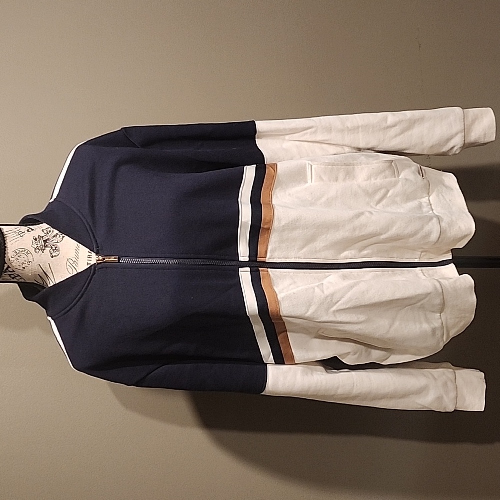Sean John Navy and White Zip-Up Jacket